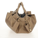 LOEWE Hand Bag Leather Gold Metallic brown Auth 153627V-4