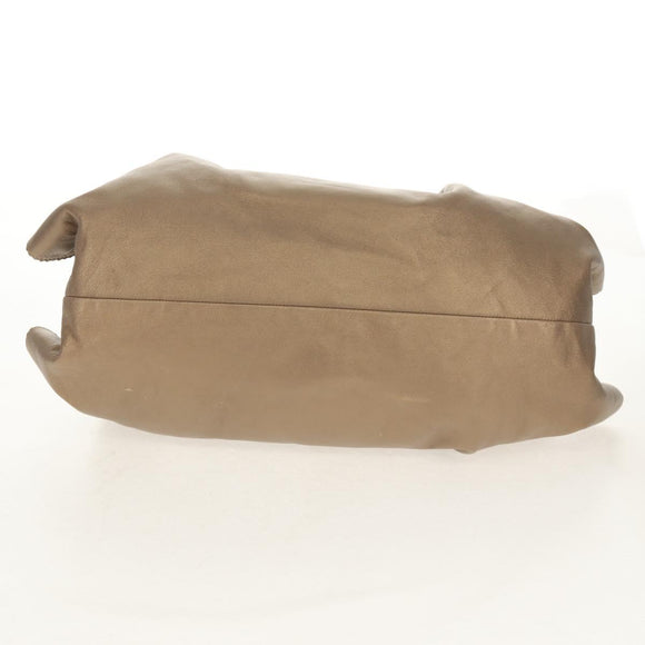 LOEWE Hand Bag Leather Gold Metallic brown Auth 153627V