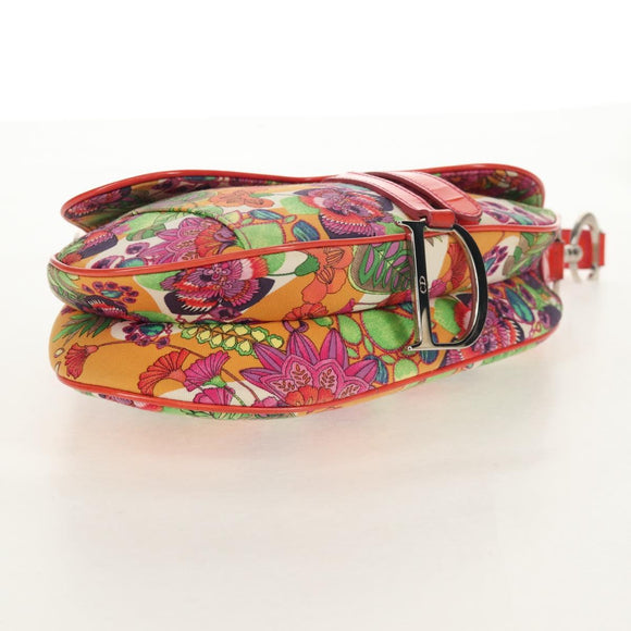 Christian Dior Saddle Shoulder Bag Canvas Pink Silver Auth 153630SAV