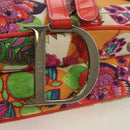 Christian Dior Saddle Shoulder Bag Canvas Pink Silver Auth 153630SAV-17