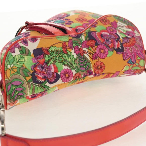Christian Dior Saddle Shoulder Bag Canvas Pink Silver Auth 153630SAV