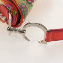 Christian Dior Saddle Shoulder Bag Canvas Pink Silver Auth 153630SAV-8