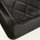 CHANEL Matelasse Chain Shoulder Bag Lamb Skin Black Gold CC Auth 153631V-11