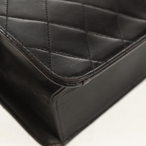 CHANEL Matelasse Chain Shoulder Bag Lamb Skin Black Gold CC Auth 153631V