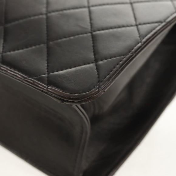 CHANEL Matelasse Chain Shoulder Bag Lamb Skin Black Gold CC Auth 153631V