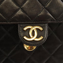 CHANEL Matelasse Chain Shoulder Bag Lamb Skin Black Gold CC Auth 153631V-15