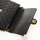 CHANEL Matelasse Chain Shoulder Bag Lamb Skin Black Gold CC Auth 153631V-17