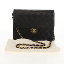 CHANEL Matelasse Chain Shoulder Bag Lamb Skin Black Gold CC Auth 153631V-26