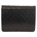 CHANEL Matelasse Chain Shoulder Bag Lamb Skin Black Gold CC Auth 153631V-3