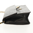 CHANEL Matelasse Chain Shoulder Bag Lamb Skin Black Gold CC Auth 153631V-4