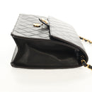 CHANEL Matelasse Chain Shoulder Bag Lamb Skin Black Gold CC Auth 153631V-5