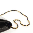 CHANEL Matelasse Chain Shoulder Bag Lamb Skin Black Gold CC Auth 153631V-8