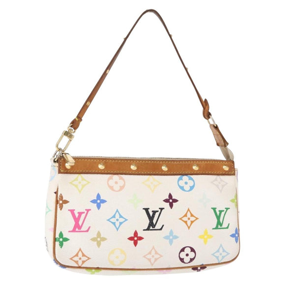 LOUIS VUITTON Multicolor Pochette Accessoires Pouch White M92649 LV Auth 153635A
