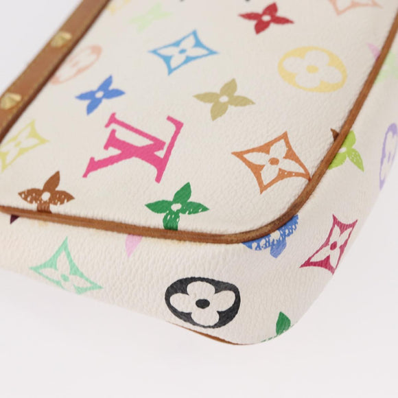 LOUIS VUITTON Multicolor Pochette Accessoires Pouch White M92649 LV Auth 153635A