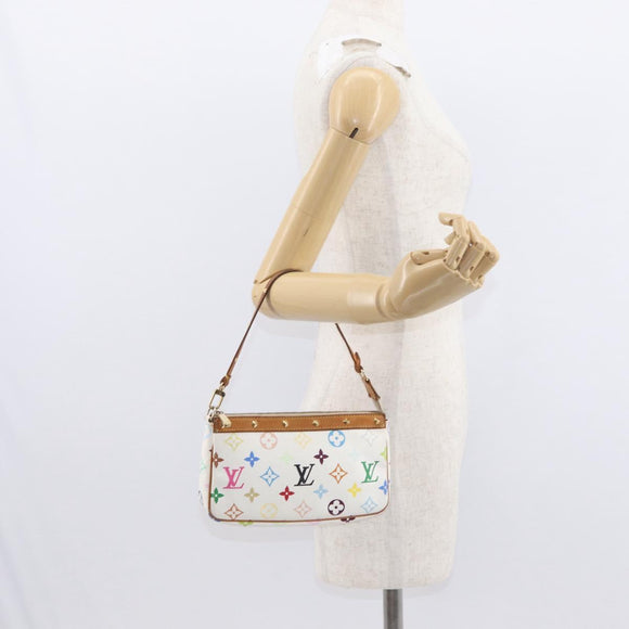 LOUIS VUITTON Multicolor Pochette Accessoires Pouch White M92649 LV Auth 153635A
