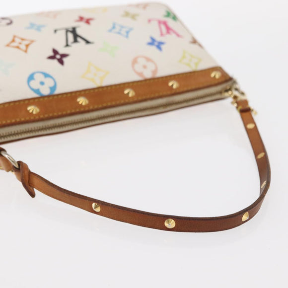 LOUIS VUITTON Multicolor Pochette Accessoires Pouch White M92649 LV Auth 153635A