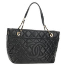 CHANEL Chain Shoulder Bag Caviar Skin Black Gold CC Auth 153637SAM-1