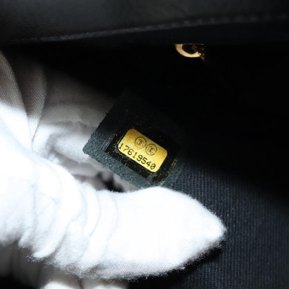 CHANEL Chain Shoulder Bag Caviar Skin Black Gold CC Auth 153637SAM