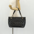 CHANEL Chain Shoulder Bag Caviar Skin Black Gold CC Auth 153637SAM-26
