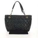 CHANEL Chain Shoulder Bag Caviar Skin Black Gold CC Auth 153637SAM-27