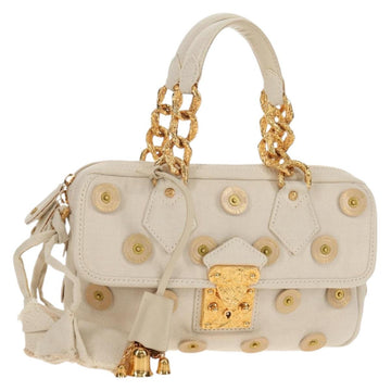 LOUIS VUITTON Tinkerbell Polka Dots Panama Bag Canvas White M95407 Auth 153639SM