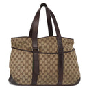 GUCCI GG Canvas Tote Bag Beige Silver 153238 Auth 153642-1