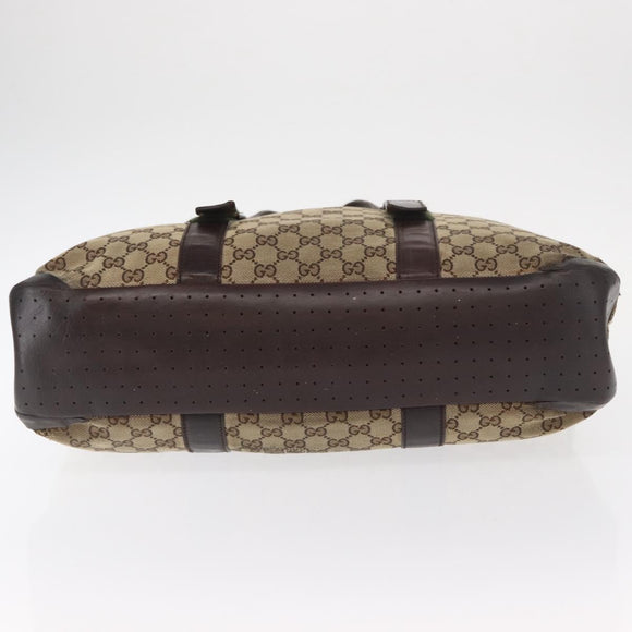 GUCCI GG Canvas Tote Bag Beige Silver 153238 Auth 153642