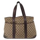 GUCCI GG Canvas Tote Bag Beige Silver 153238 Auth 153642-13