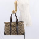 GUCCI GG Canvas Tote Bag Beige Silver 153238 Auth 153642-23