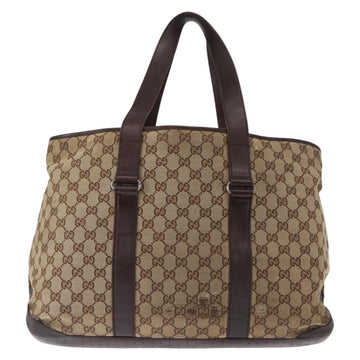 GUCCI GG Canvas Tote Bag Beige Silver 153238 Auth 153642 - 0