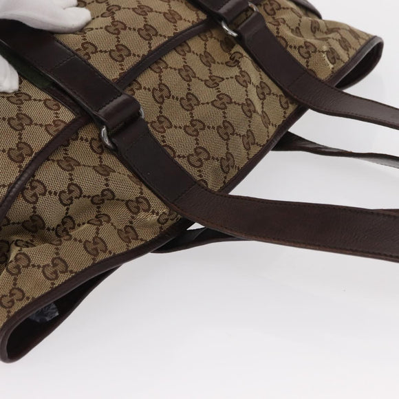 GUCCI GG Canvas Tote Bag Beige Silver 153238 Auth 153642