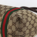 GUCCI Web Sherry Line GG Canvas Semi Tote Bag Beige Gold 137396 Auth 153643-10