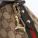 GUCCI Web Sherry Line GG Canvas Semi Tote Bag Beige Gold 137396 Auth 153643-14