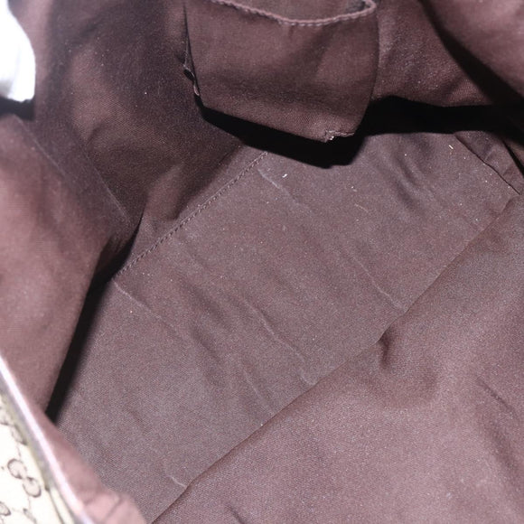 GUCCI Web Sherry Line GG Canvas Semi Tote Bag Beige Gold 137396 Auth 153643