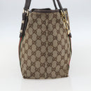 GUCCI Web Sherry Line GG Canvas Semi Tote Bag Beige Gold 137396 Auth 153643-4
