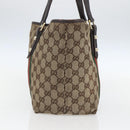 GUCCI Web Sherry Line GG Canvas Semi Tote Bag Beige Gold 137396 Auth 153643-5