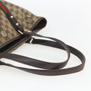 GUCCI Web Sherry Line GG Canvas Semi Tote Bag Beige Gold 137396 Auth 153643-7