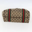 GUCCI Web Sherry Line GG Canvas Semi Tote Bag Beige Gold 137396 Auth 153643-9