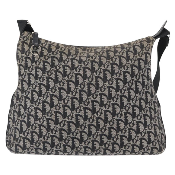 Christian Dior Trotter Canvas Shoulder Bag Black Silver Auth 153644