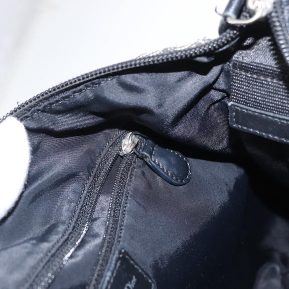 Christian Dior Trotter Canvas Shoulder Bag Black Silver Auth 153644