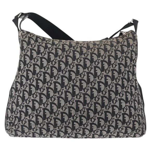 Christian Dior Trotter Canvas Shoulder Bag Black Silver Auth 153644
