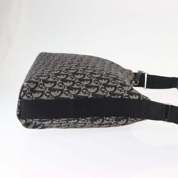 Christian Dior Trotter Canvas Shoulder Bag Black Silver Auth 153644