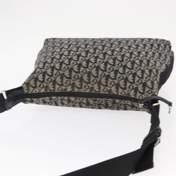 Christian Dior Trotter Canvas Shoulder Bag Black Silver Auth 153644