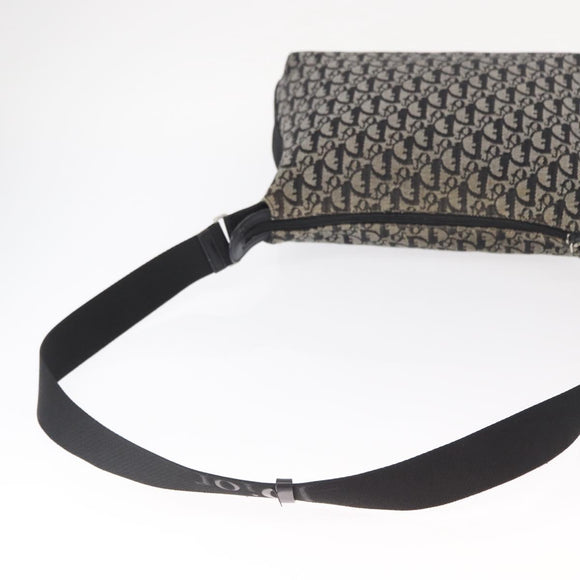 Christian Dior Trotter Canvas Shoulder Bag Black Silver Auth 153644