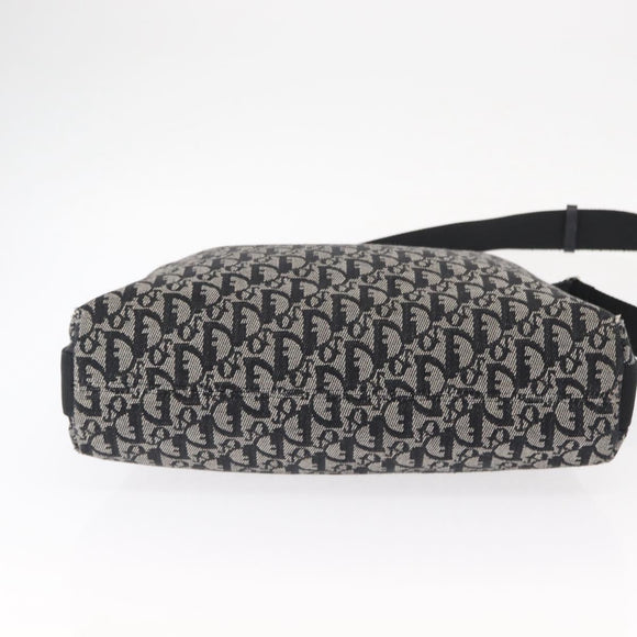 Christian Dior Trotter Canvas Shoulder Bag Black Silver Auth 153644