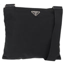 PRADA Shoulder Bag Nylon Black Silver Auth 153649-1