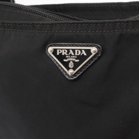 PRADA Shoulder Bag Nylon Black Silver Auth 153649
