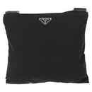 PRADA Shoulder Bag Nylon Black Silver Auth 153649-13