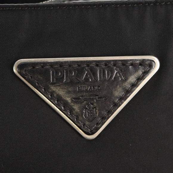 PRADA Shoulder Bag Nylon Black Silver Auth 153653V