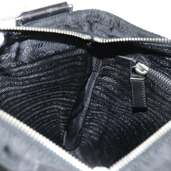 PRADA Shoulder Bag Nylon Black Silver Auth 153653V